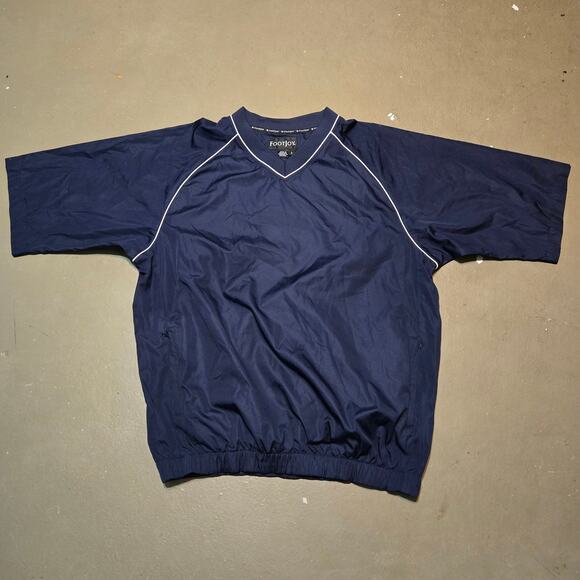 FootJoy V-Neck Short‎ Sleeve Pullover Windshirt in Navy Men's Size Large - Picture 1 of 4